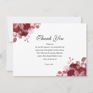Floral funeral thank you card