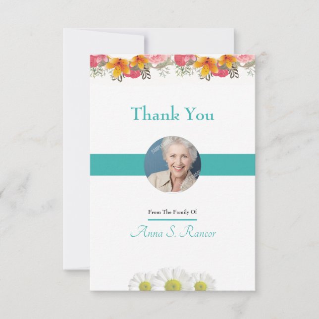 Floral Funeral Thank You Card (Front)