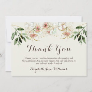  Floral Funeral Thank You Note Card 