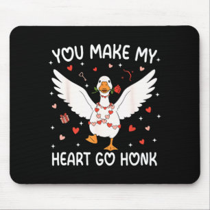 Floral Funny Silly Goose You Make My Heart Go Honk Mouse Mat