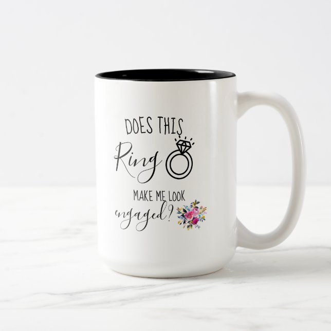Floral Future Bride Engagement Ring Bride to Be Tw Two-Tone Coffee Mug (Right)