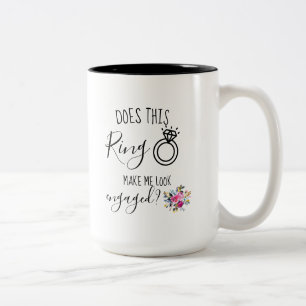 Floral Future Bride Engagement Ring Bride to Be Two-Tone Coffee Mug