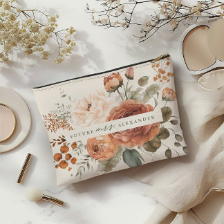 Floral Future Mrs. Bride To Be Gifts Accessory Pouch