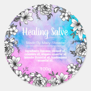 Floral Galaxy Healing Balm Classic Round Sticker
