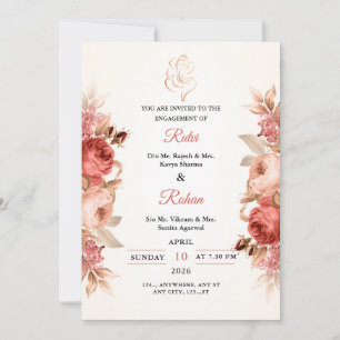 Floral Ganesha Hindu Engagement Invitation