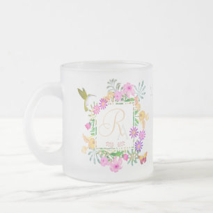 Floral Garden Aqua Monogram Mug