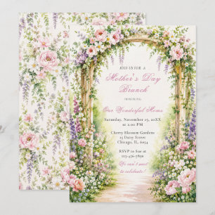 Floral Garden Arch Mothers Day Brunch Invitation