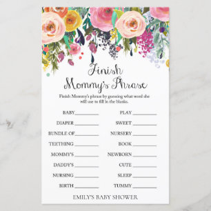 Floral Garden Baby Shower Game PRINTED