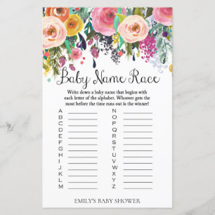 Floral Garden Baby Shower Game PRINTED
