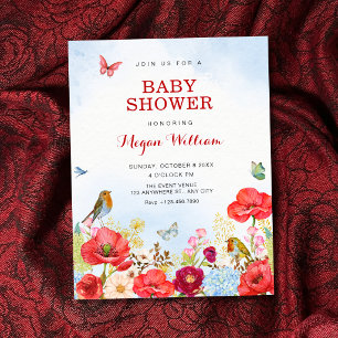 Floral garden baby shower invitation