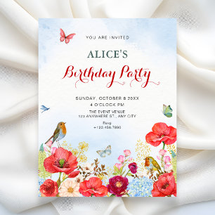 Floral garden birthday invitation