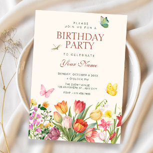 Floral garden birthday invitation