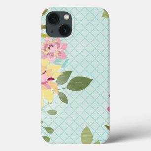 Floral Garden, Blue Background iPhone 13 Case