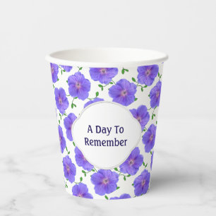 Floral Garden Blue Geranium any Text on any Colour Paper Cups