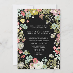 Floral Garden Border Wedding Invitation
