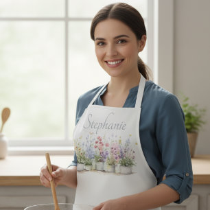 Floral Garden Botanical Name Gift Apron