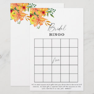 Floral garden bridal shower bingo game