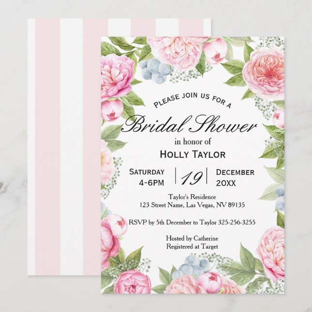 Floral Garden Bridal Shower Invitation (Front/Back)