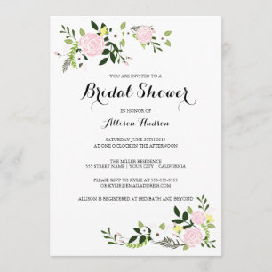 Floral Garden Bridal Shower Invitation -white