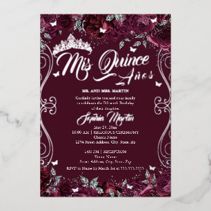 Floral Garden Burgundy Mis Quince Quinceanera 