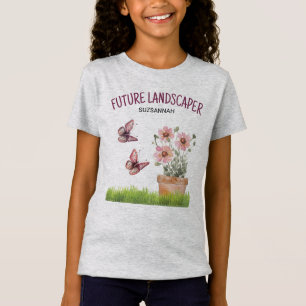 Floral Garden Butterflies Dragonflies Watercolor T-Shirt