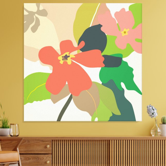 Floral Garden Colour Blocks Canvas Print (Insitu(LivingRoom))