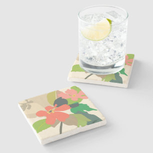Floral Garden Colour Blocks Stone Coaster