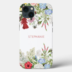 Floral Garden Colourful Flowers Custom Name iPhone 13 Case