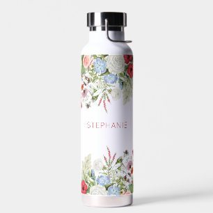 Floral Garden Colourful Flowers Custom Name  Water Bottle