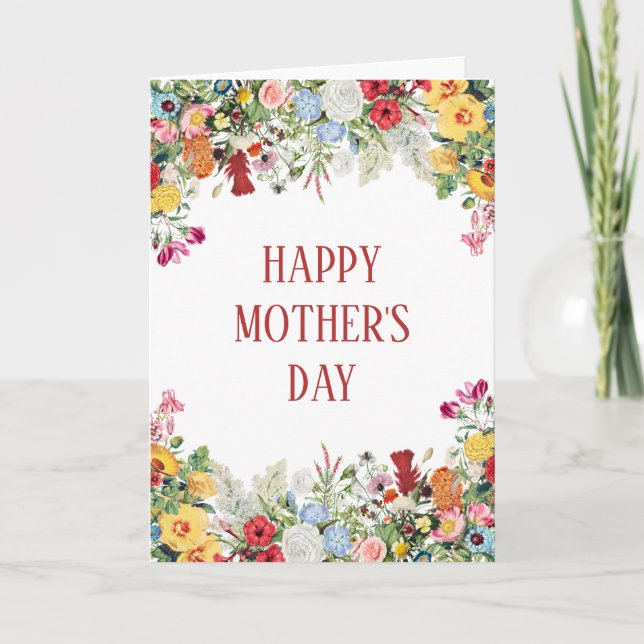 Floral Garden Colourful Flowers Mother's Day Card (Front)
