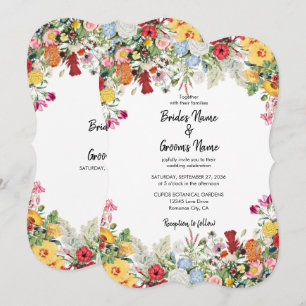 Floral Garden Colourful Flowers Wedding Invitation