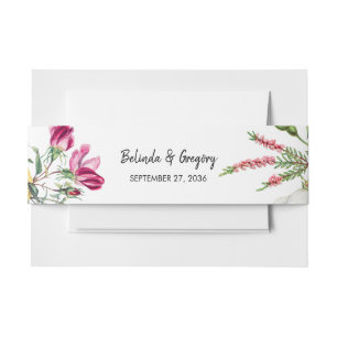 Floral Garden Colourful Flowers Wedding Invitation Belly Band