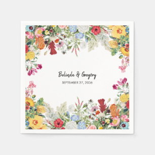 Floral Garden Colourful Flowers Wedding Napkin
