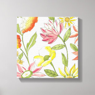 Floral Garden Design with White Background Canvas Print