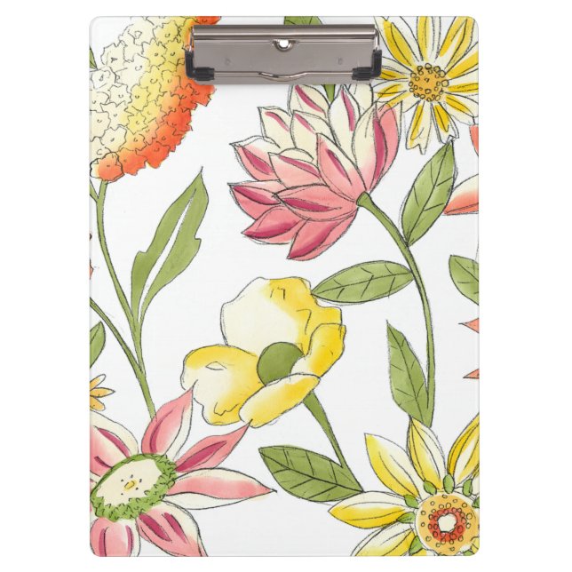 Floral Garden Design with White Background Clipboard (Front)