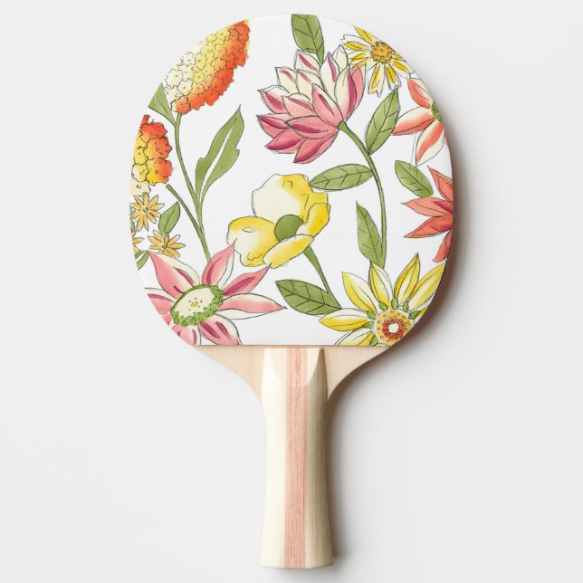 Floral Garden Design with White Background Ping Pong Paddle (Front)