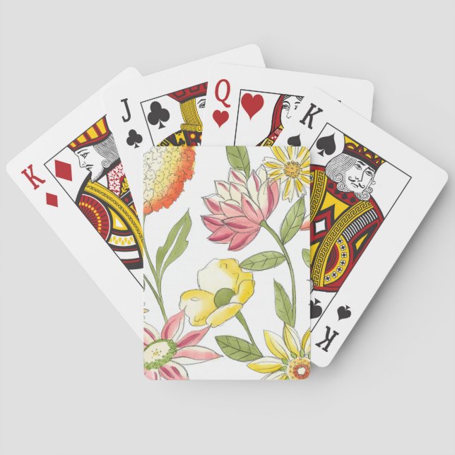 Floral Garden Design with White Background Playing Cards (Back)