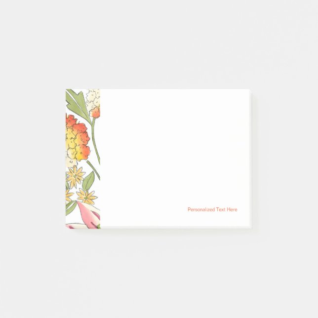 Floral Garden Design with White Background Post-it Notes (Front)