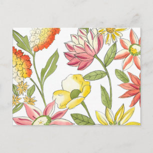 Floral Garden Design with White Background Postcard