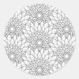 Floral Garden Doodle Classic Round Sticker