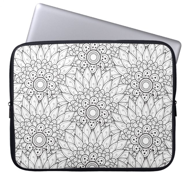 Floral Garden Doodle Laptop Sleeve (Front)