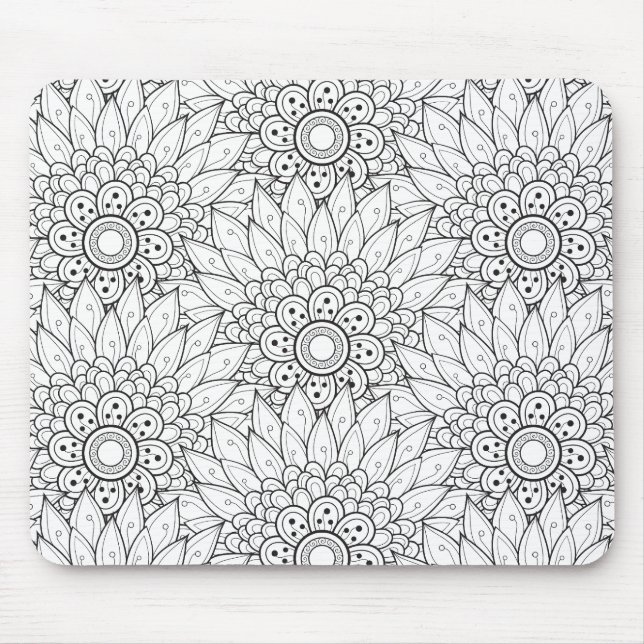 Floral Garden Doodle Mouse Mat (Front)