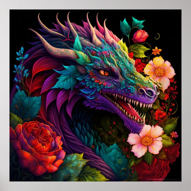 Floral Garden Dragon Poster (Front)