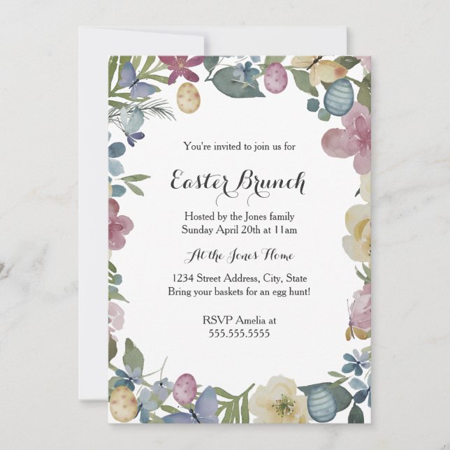 Floral Garden Easter Brunch Invitation (Front)