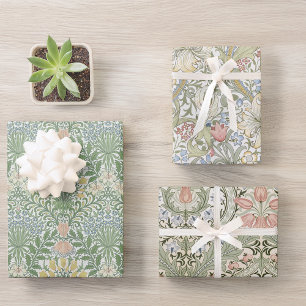 Floral Garden Eden Golden Lily Morris Patterns Wrapping Paper Sheet