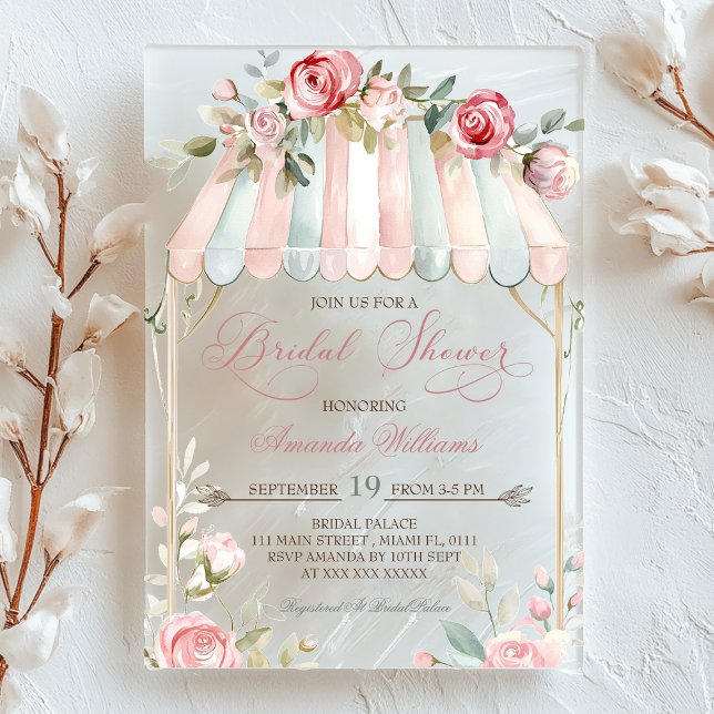 Floral Garden Elegant Bridal Shower Acrylic Invitations (Creator Uploaded)