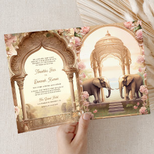 Floral Garden Elephants Indian Palace Wedding Invitation