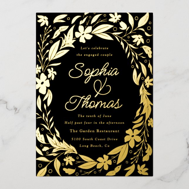 Floral Garden Engaged Couples Shower Gold (Front)