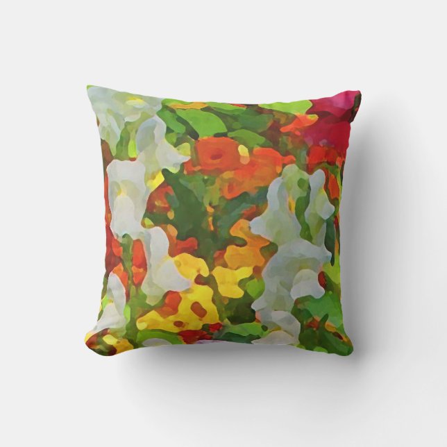Floral Garden Flowers Outdoor Pillow (Front)