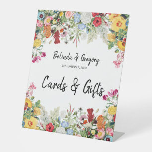 Floral Garden Flowers Wedding Cards & Gifts Pedestal Sign